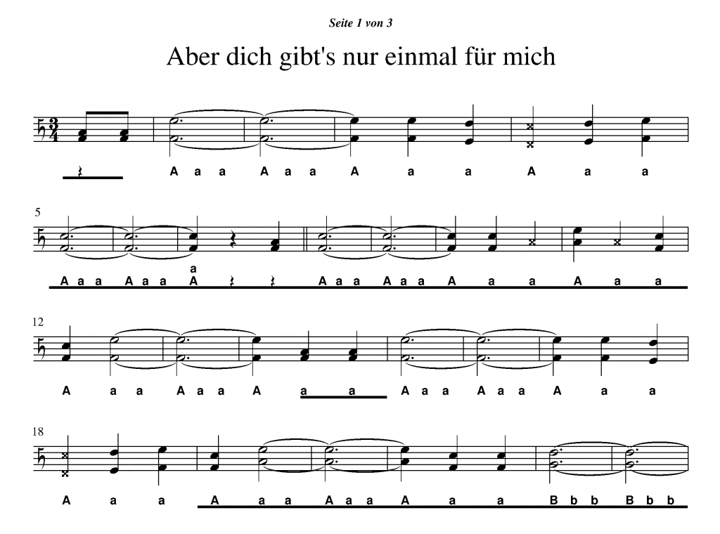 Noten Aber Dich Gibt's Nur Einmal Für Mich www.steirische-harmonika-noten.at
